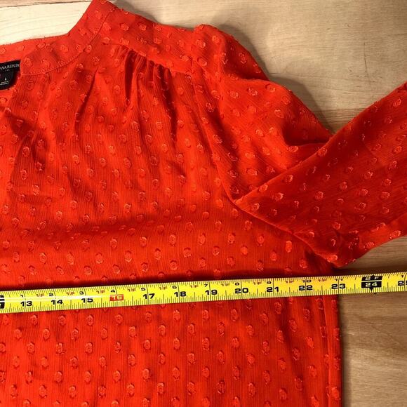 Banana Republic ORANGE Sheer Swiss Dot Long Sleeve Blouse Top Shirt Size Large - Picture 5 of 5